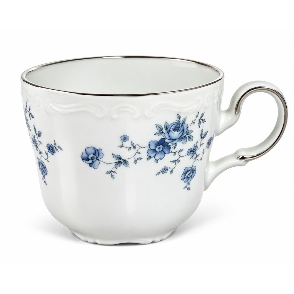 Johann Haviland Blue Garland Coffee Tea Cup Bavaria Germany Platinum Trim